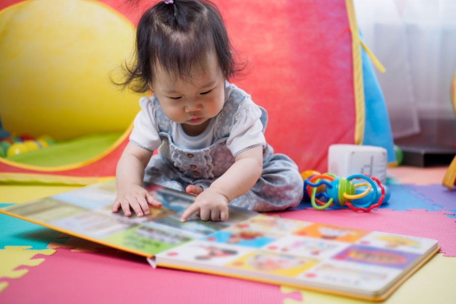 Portrait De 10 Mois De Bébé Jouant Avec La Tour Colorée De Jouet