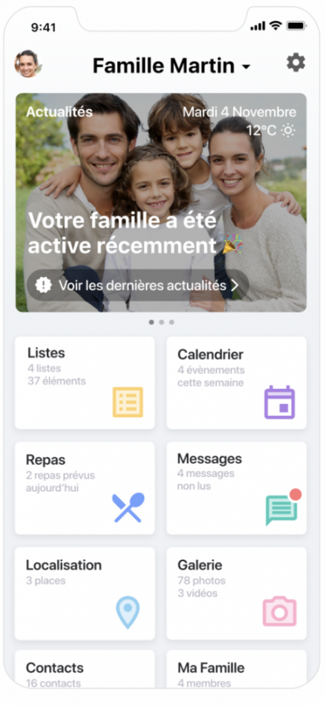 app d'organisation familiale Family Wall