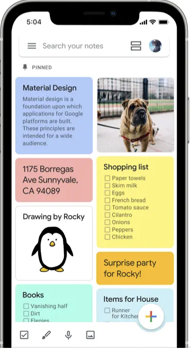 app Google Keep pour gérer les tâches familiales