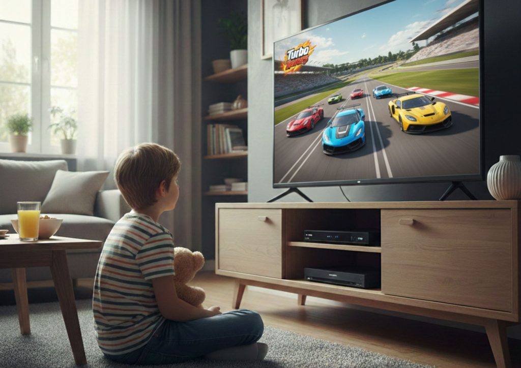 enfant qui regarde une publicité